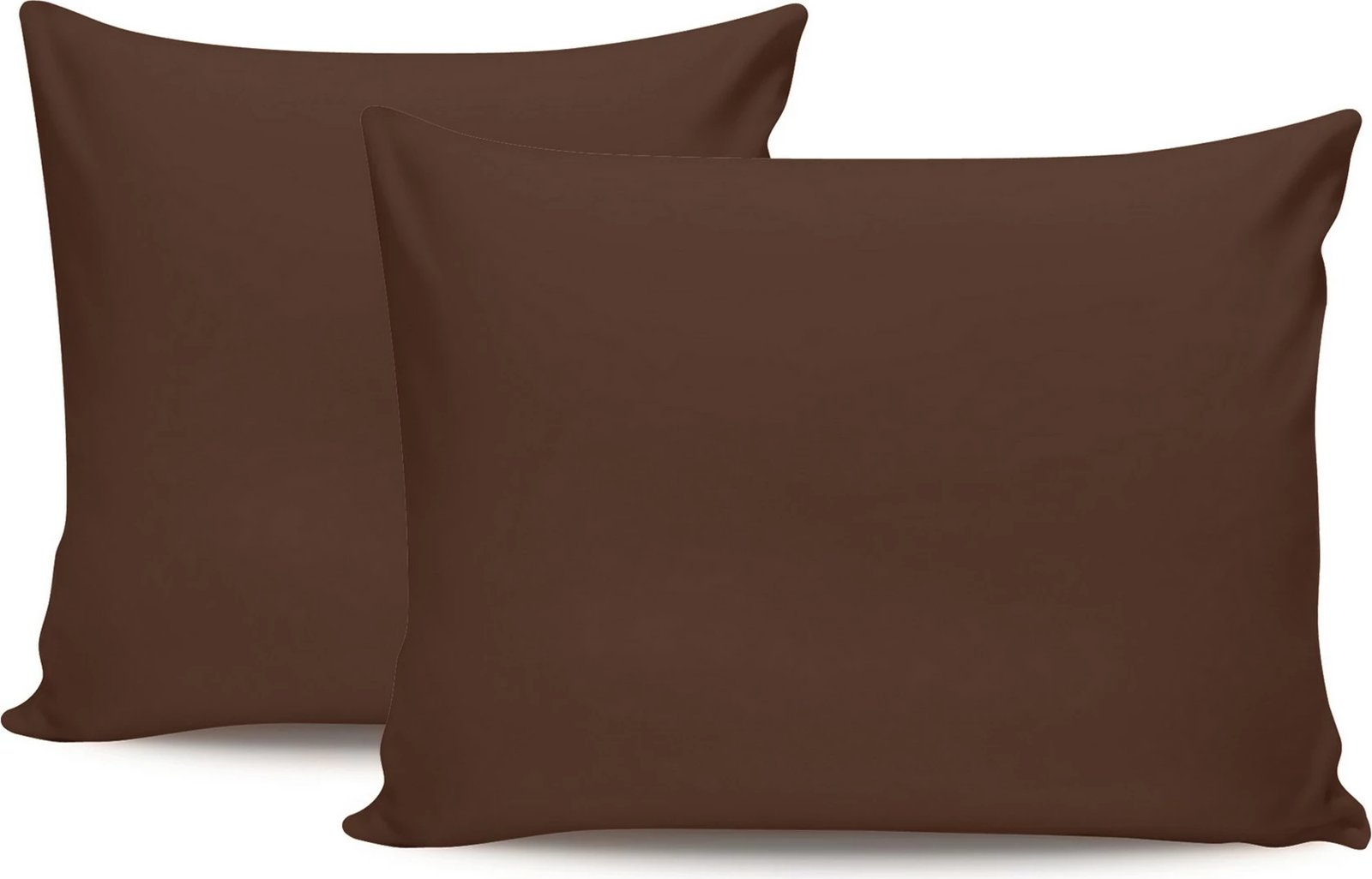 Set këllëfësh jastëku (2 copë), pambuk Ranforce, ngjyrë kafe e errët, 50x80cm