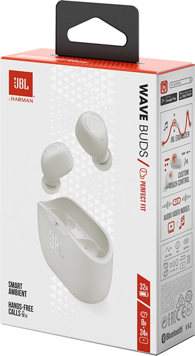 Kufje JBL Wave Buds TWS, Bluetooth 5.2, të bardha Kufje JBL Wave Buds TWS, Bluetooth 5.2, të bardha