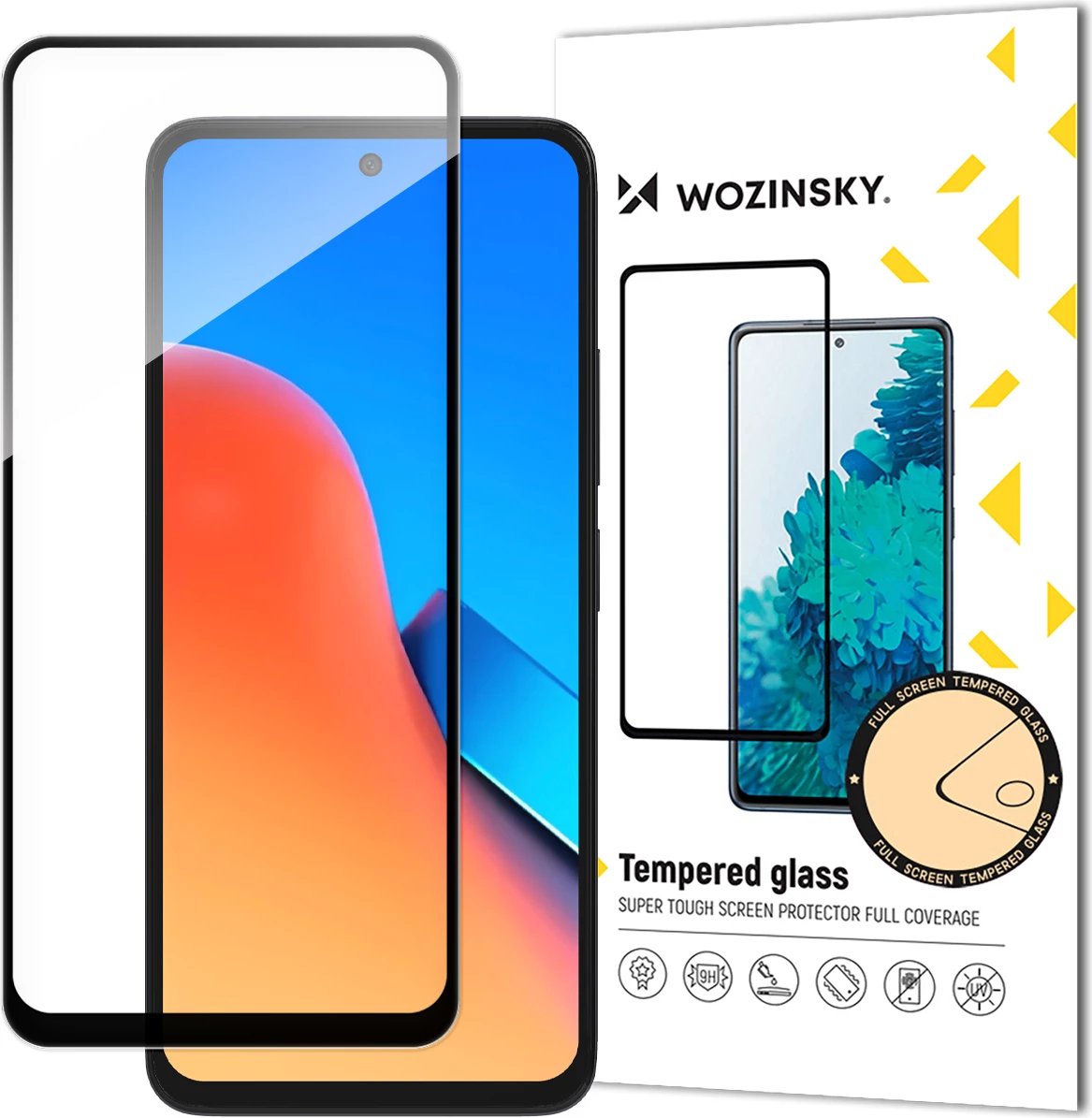 Xham i temperuar Wozinsky Full Glue me kornizë për Xiaomi Redmi 12, Zi