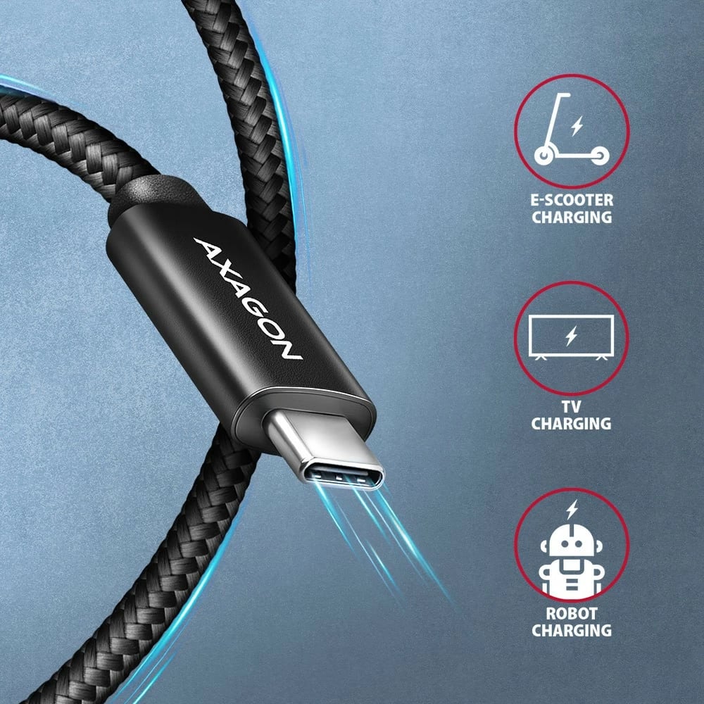 Kabllo USB-C në USB-C AXAGON BUCM2-CM15AB, 1.5m, 240W PD 3.1, e zezë