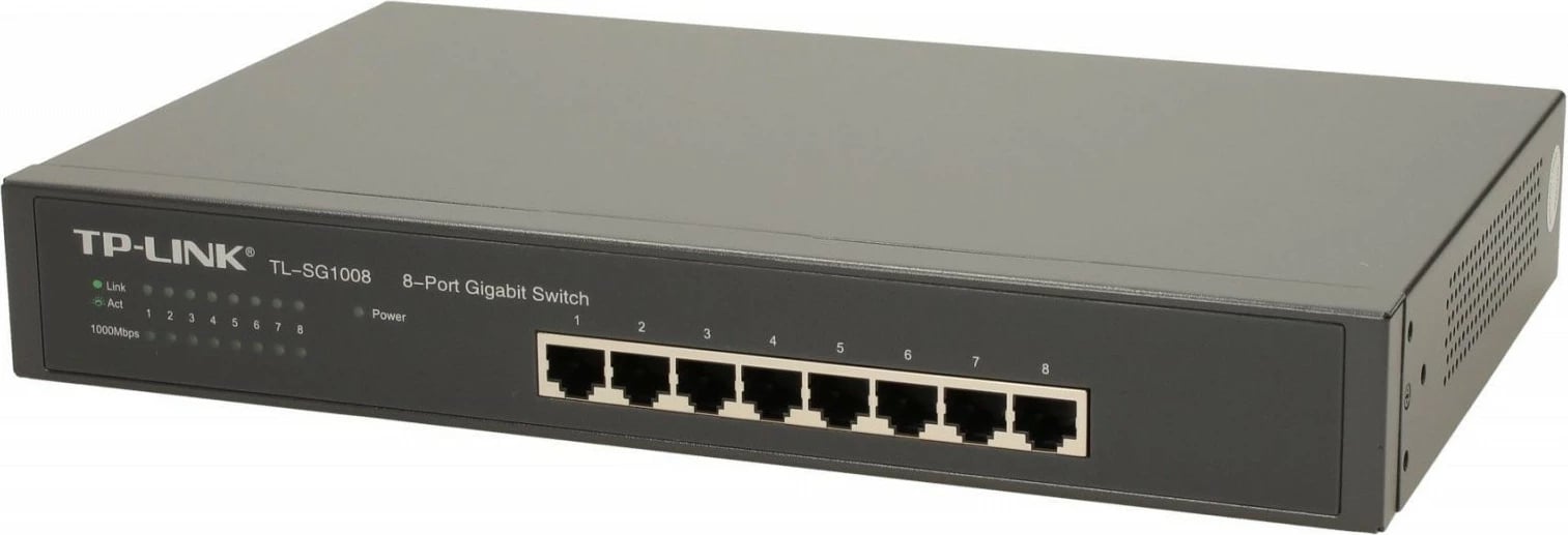 Switch TP-LINK TL-SG1008, 8 porta, Gigabit, për rack/desktop, i zi