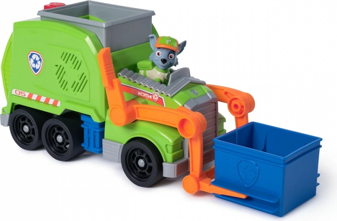 Lodër automjet Paw Patrol Spin Master Rocky Crush N' Roll Recycling Truck, Jeshile/Portokalli