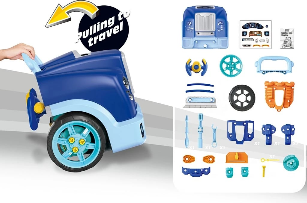 Lodër edukative mekaniku, Milly Mally N-GINE, set 56 pjesë, efekte dritë e zë, STEM 3+, blu