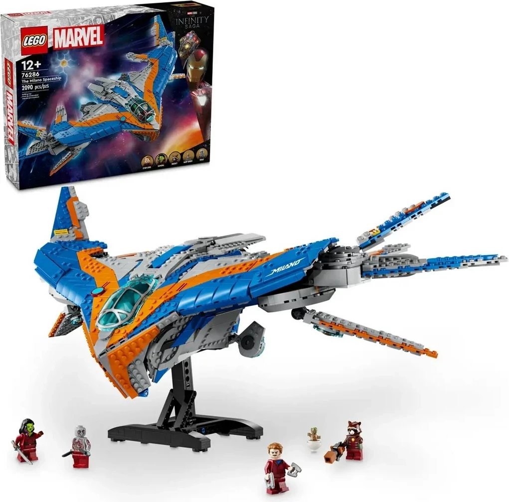 Set LEGO Marvel 76286 Milano Spaceship, 5 minifigura, Blu dhe Portokalli