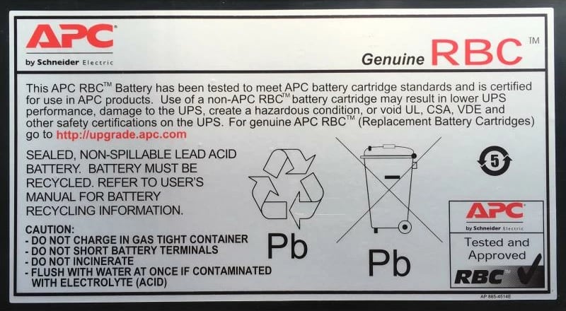 Bateri zëvendësuese APC RBC6 për UPS, plumb-acid, e montuar gati, e zezë
