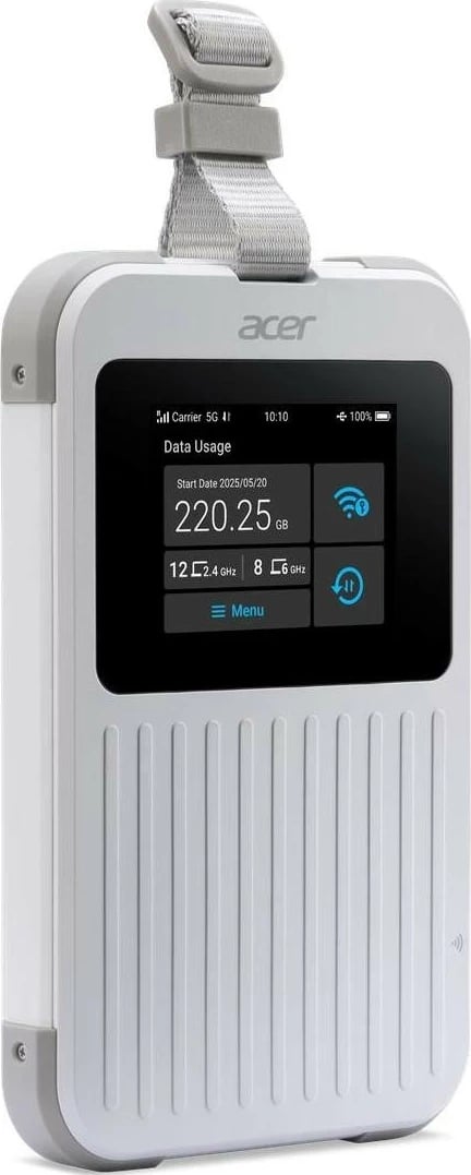 Router portabil Acer Connect Enduro M6E 5G, Wi-Fi 6E, ekran me prekje, bateri 8000mAh, i bardhë