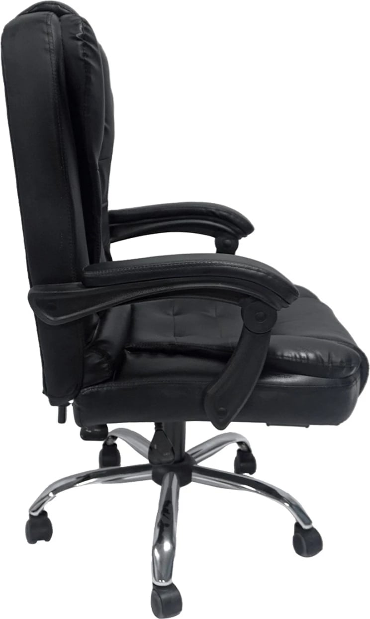 Karrige zyre LAGOM FH1198, PVC e zezë, bazë kromi metalike, kornizë najloni e zezë, 63x51x115H cm