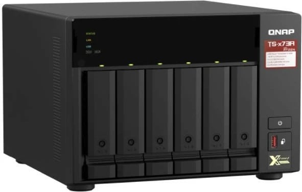NAS QNAP TS-673A-8G, AMD Ryzen V1500B, 8GB RAM, 6 vende për disqe, E zezë
