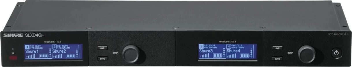 Marrës wireless për mikrofonë Shure SLXD4QDAN+, 32 kanale, i zi
