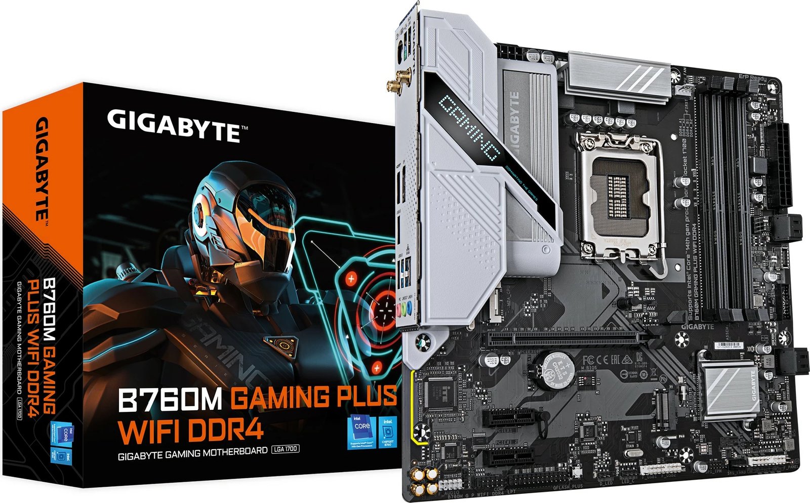 Pllakë amë Gigabyte B760M GAMING PLUS WIFI DDR4, LGA 1700, Wi-Fi 6, PCIe 4.0, e zezë/gri