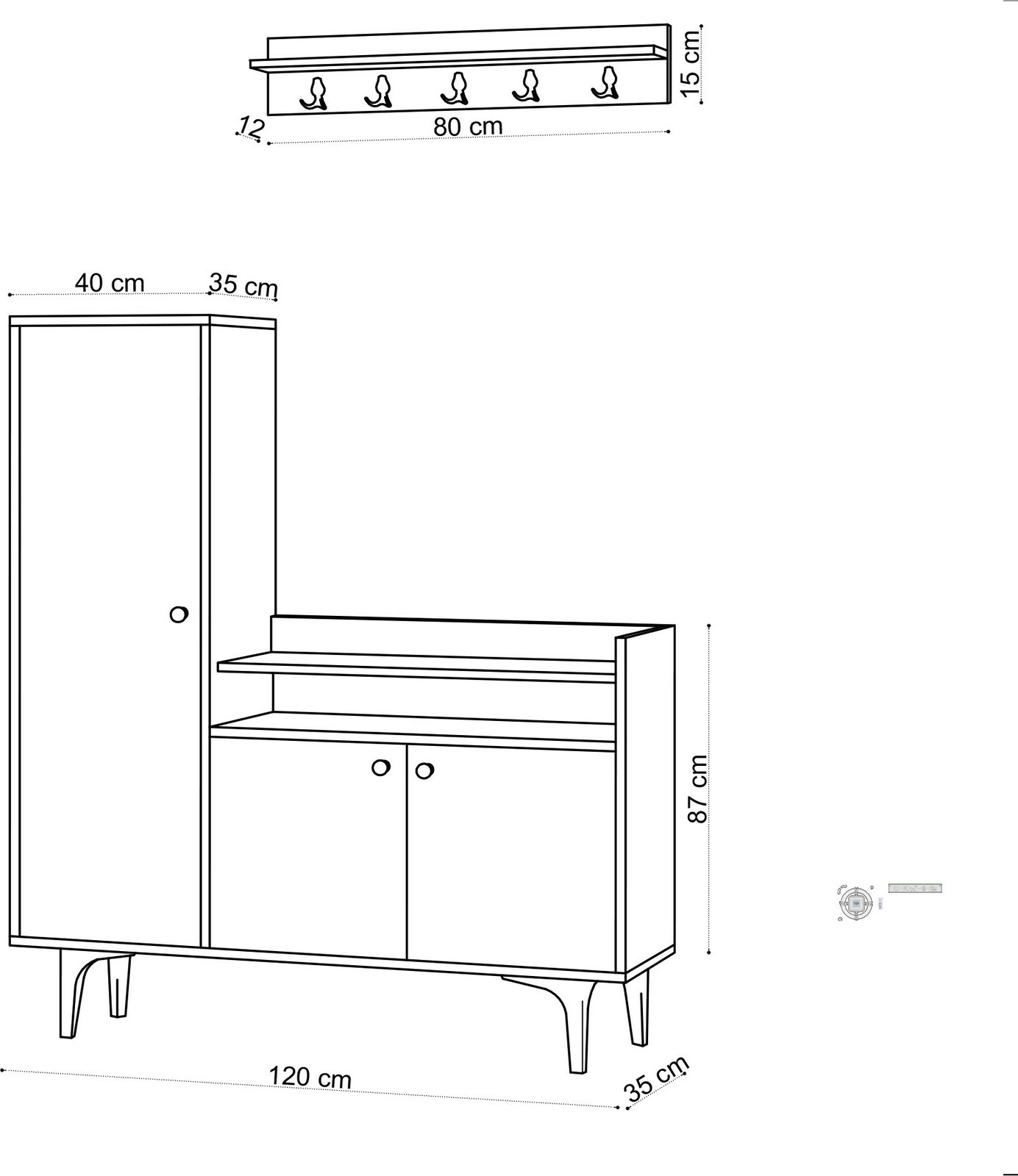 Dollap këpucësh Hanah Home, Barney, ngjyrë lisi