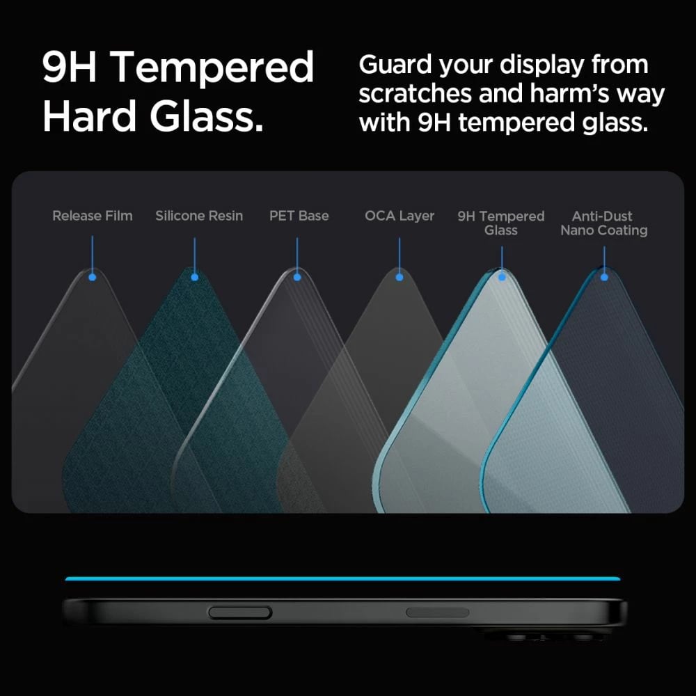Xham mbrojtës Spigen Glas.tR EZ Fit për iPhone 16 Pro, 2 copë