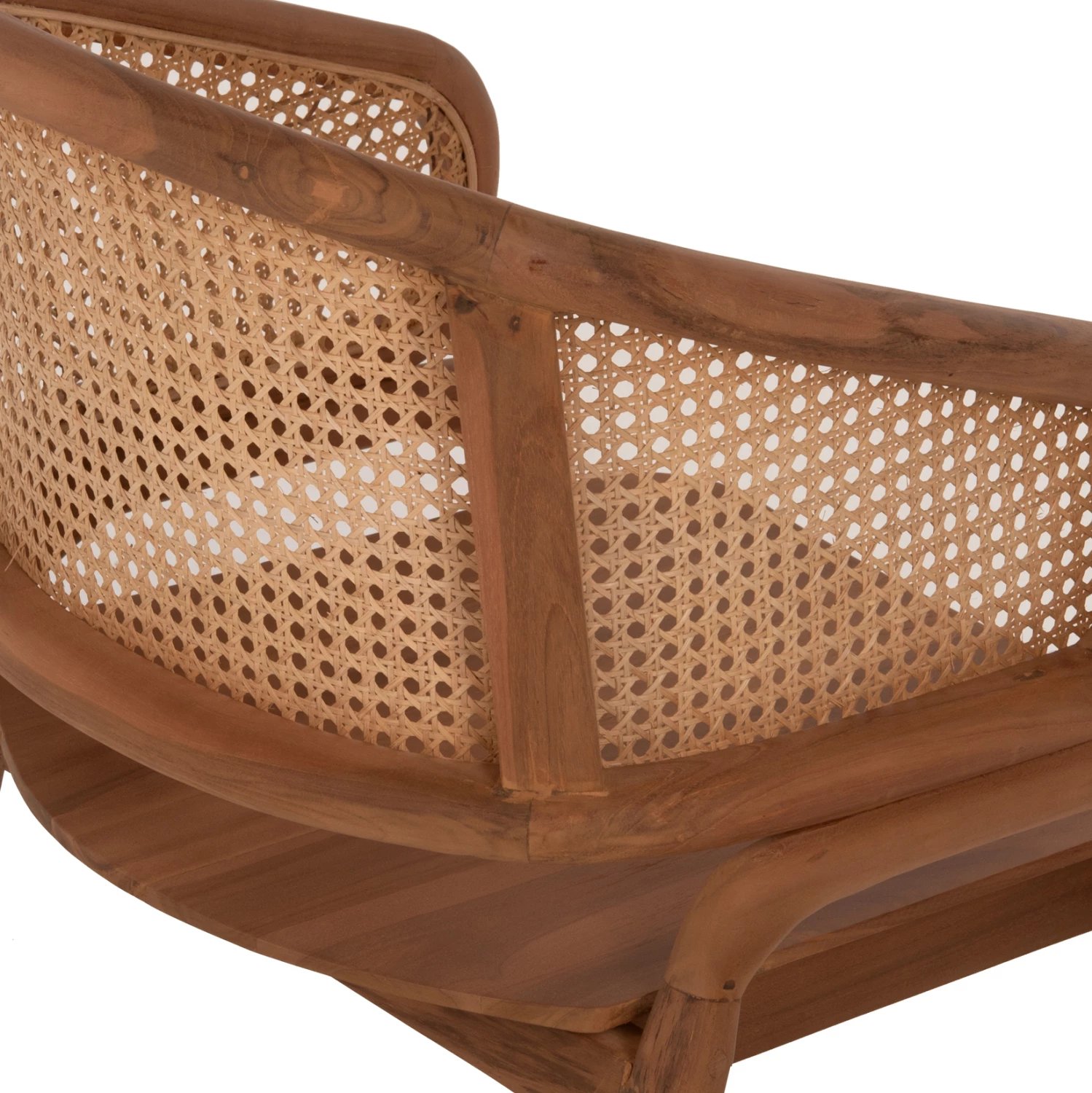 Karrige me krahë, dru teak dhe mbështetëse rattan, natyrale, 57x62x83Hcm, FH9402.01