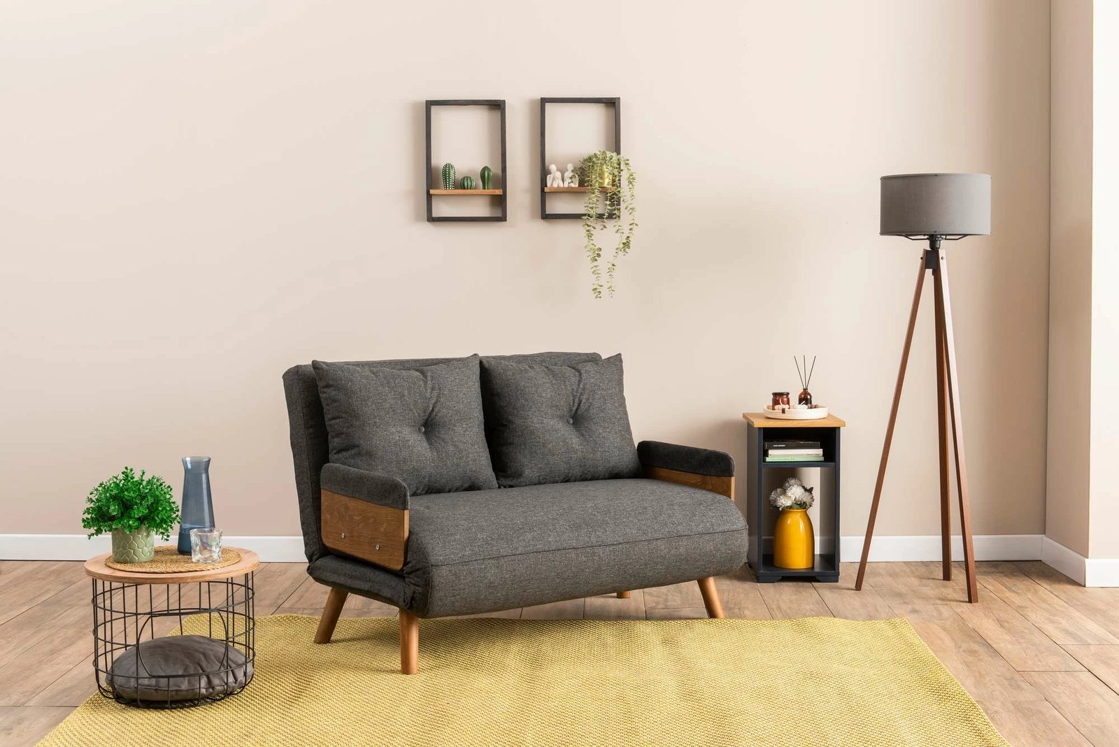 Divan-krevat dy vendesh, Cosmo, ngjyrë gri e errët