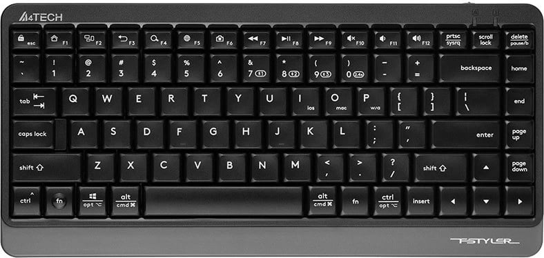 Tastierë A4 TECH FSTYLER FBK11, RF Wireless + Bluetooth, Mini, Zezë dhe Gri