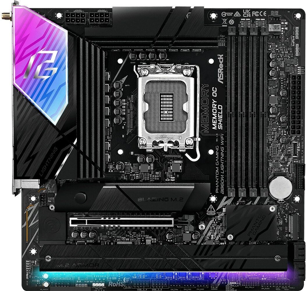 Pllakë amë ASRock B860M Lightning WiFi, micro ATX, Socket 1851, WiFi, Thunderbolt 4