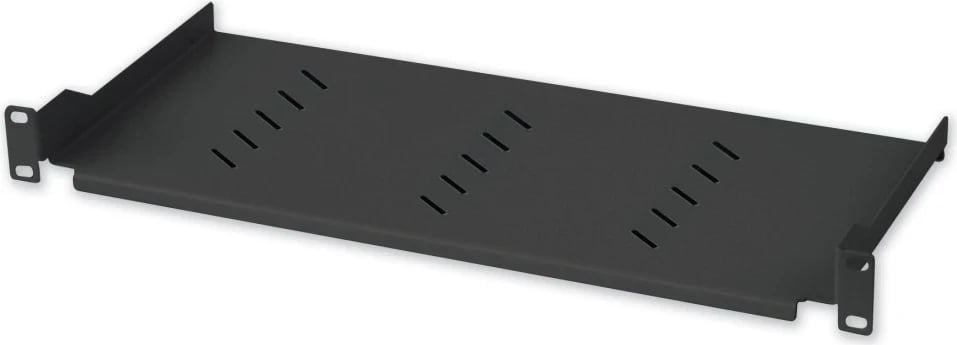 Raf Techly 360882 1U 150mm për kasë 19, me 2 pika montimi, e perforuar, në ngjyrë të zezë
