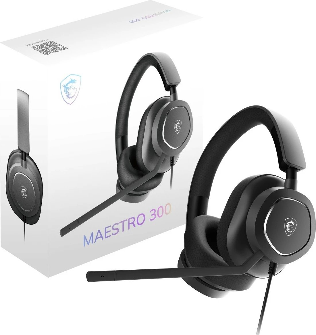Kufje MSI Maestro 300 me mikrofon, për gaming dhe muzikë, USB-C, të zeza