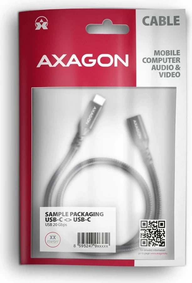 Kabllo USB AXAGON BUCM32-CF15AB, USB 3.2 Gen 2x2, 1.5 m, E zezë