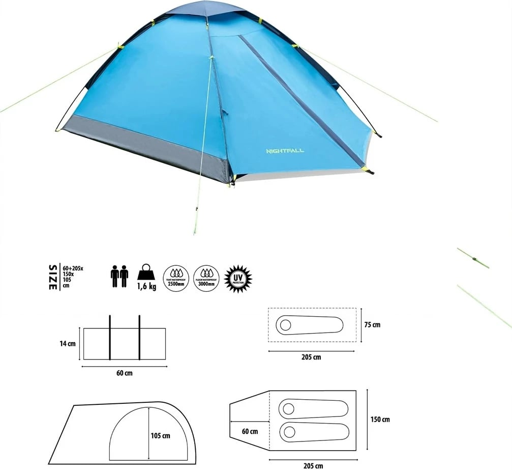 Tendë kampingu NILS eXtreme Nightfall NC6033, Blu