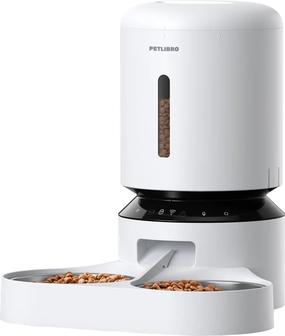 Shpërndarës ushqimi për kafshë Petlibro Granary PL-AF103, 5L, me dy tasa, i bardhë