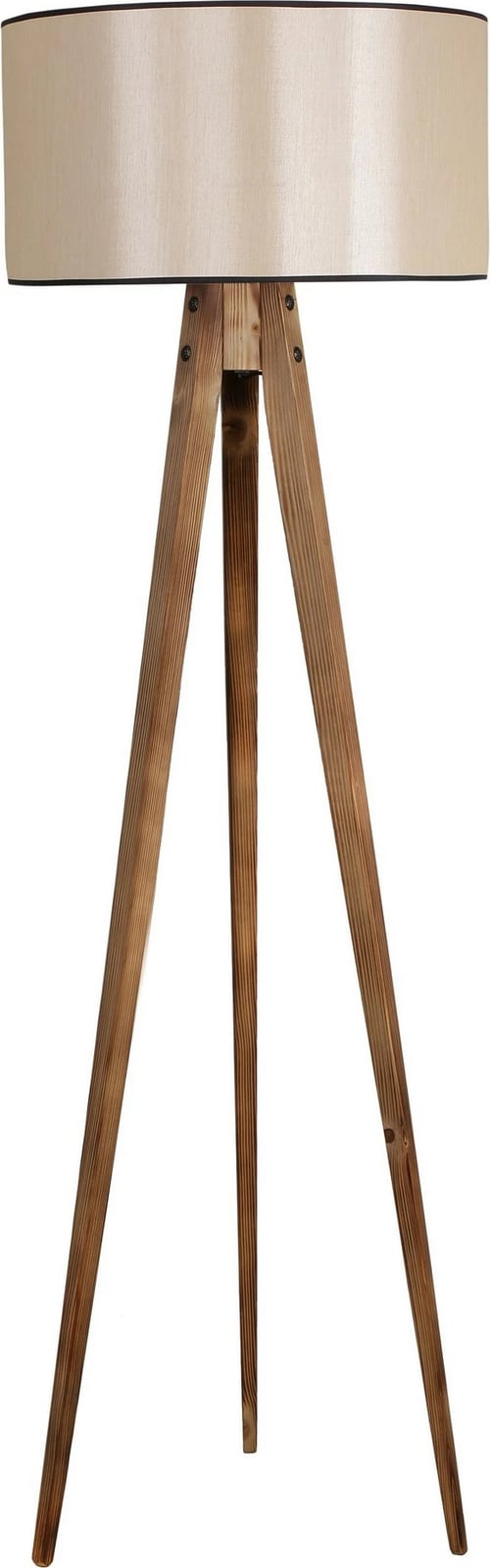 Llambë dyshemeje tripod Opviq, trup druri, abazhuri cilindrik, ngjyrë kafe, 153cm