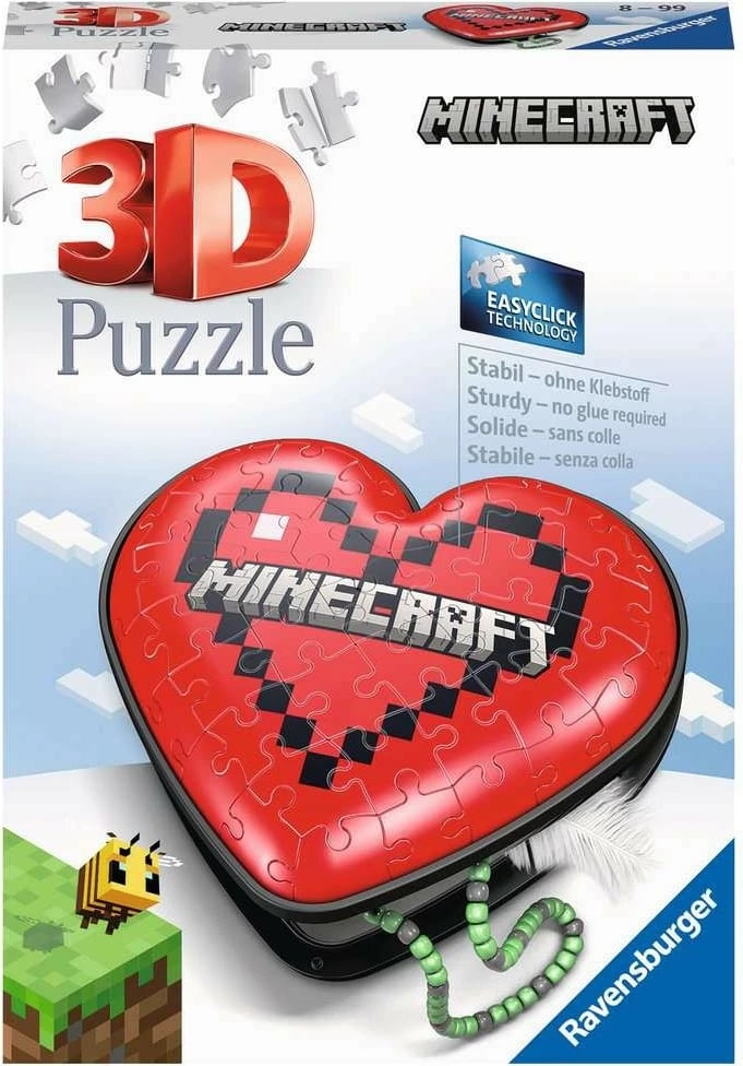 Puzzle 3D Minecraft Heart Ravensburger 54 pjesë, kuqe