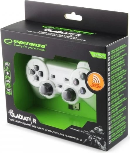 Kontroller Gaming Esperanza EGGG106G për PC, Playstation 3, i bardhë/ i zi