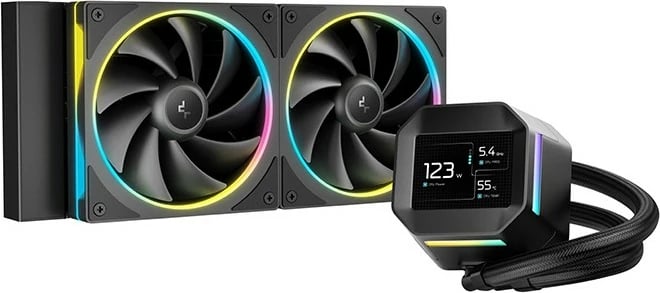 Kasë ftohje uji Deepcool LM240, 2x120mm, IPS, RGB, e zezë