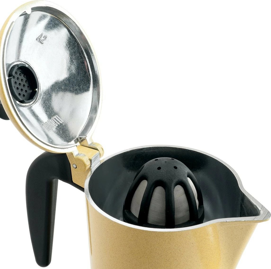 Moka pot Bialetti Orzo Express, 2 filxhanë, alumini, zezë, verdhë