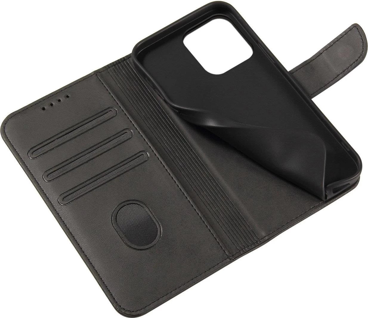 Mbështjellës magnetik me kapak Hurtel për Samsung Galaxy S25, i zi