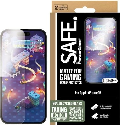 Mbrojtës ekrani PanzerGlass SAFE për iPhone 16, Ultra-Wide Fit, Mat për Gaming