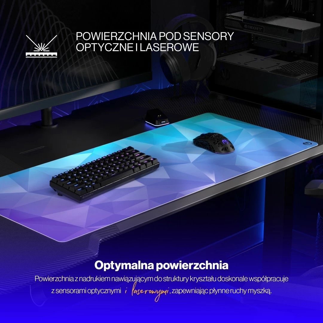 Mauspad Endorfy Crystal Blue XL, material, për lojtarë, ngjyrë blu
