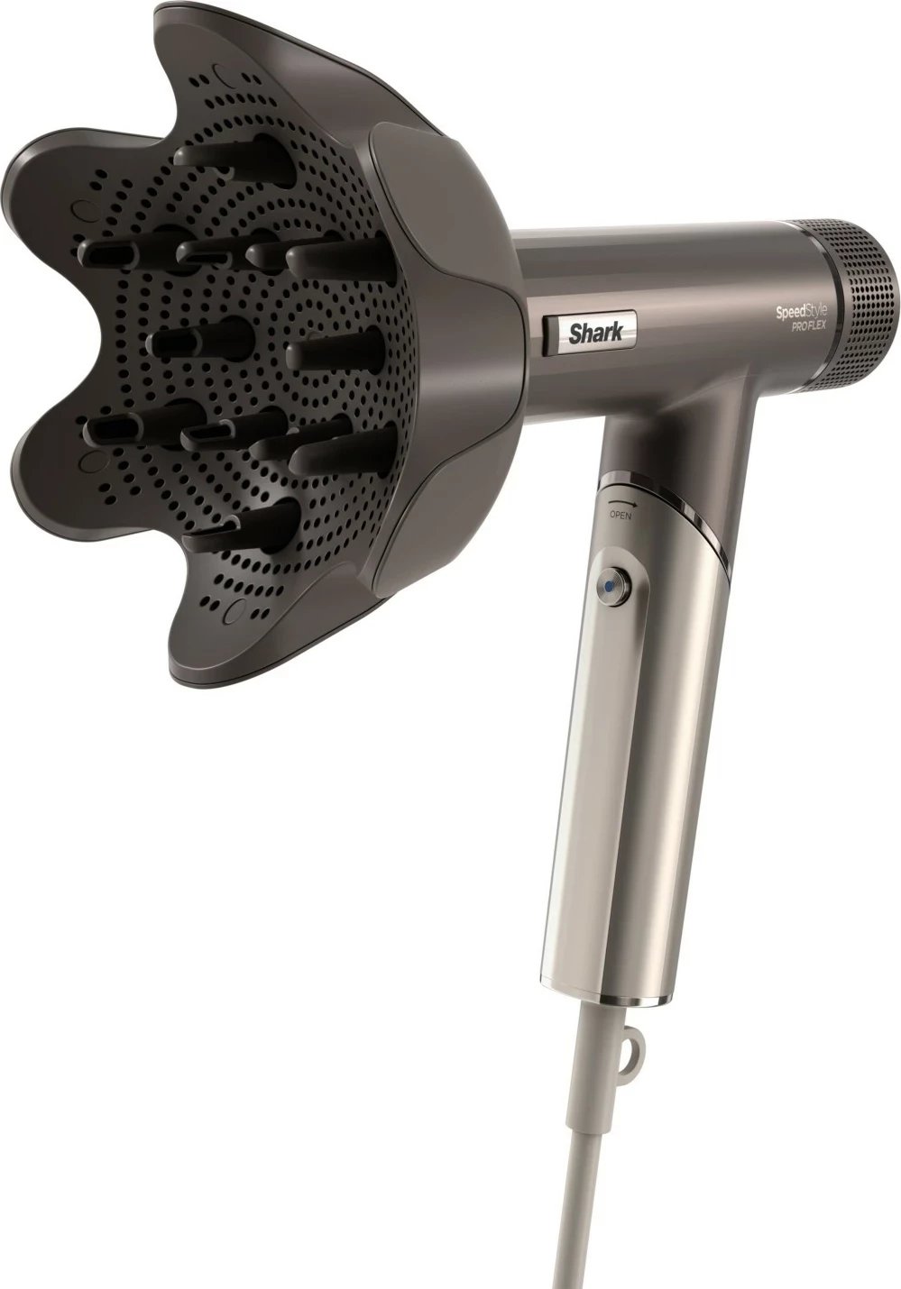 Tharëse flokësh Shark SpeedStyle Pro Flex HD542EU, 1700W, jonizim, 4 aksesorë, ngjyrë argjendtë