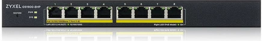 Switch Zyxel GS1900-8HP, 8 porta Gigabit PoE, Desktop, i zi