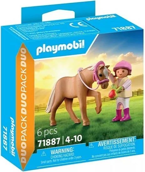 Set figurina, Playmobil 71887 Girl with Pony, 6 pjesë, për moshat 4-10, plastikë, Duo Pack