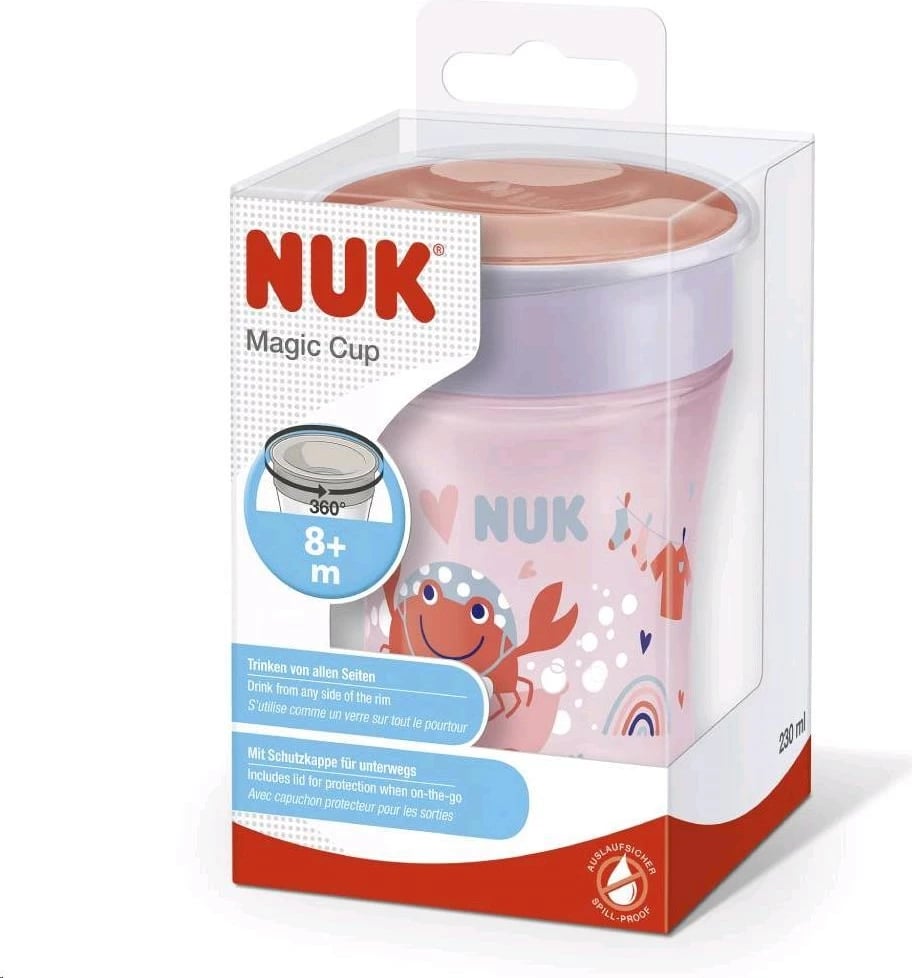 gotë bebe trajnimi 360°, NUK, Magic, 230ml, BPA-free, me kapak, e kuqe