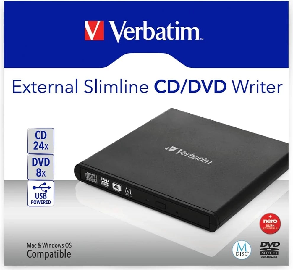 Disk Verbatim Slimline DVD-RW, USB 2.0, i zi