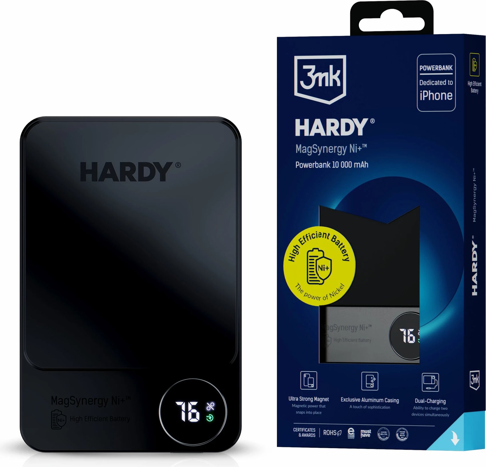 Powerbank 3mk HARDY MagSynergy Ni+ 10000 mAh, MagSafe, QI, USB-C, Lightning, zi