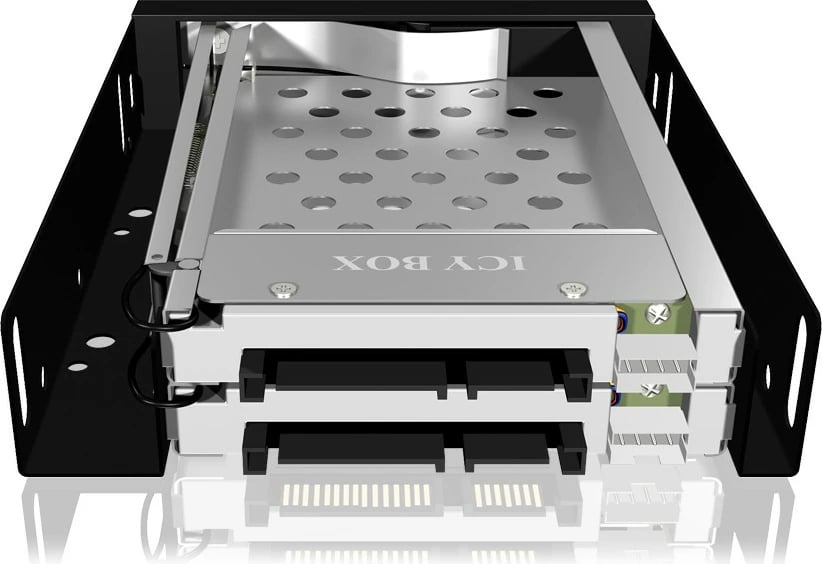 Kasë ICY BOX, Wechselrahmen 2xSATA 2.5" në 2xSATA Host, për 3.5" slot, e zezë