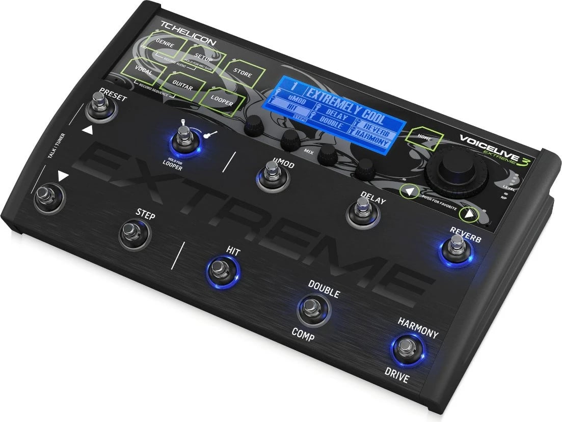 Multiefekt për kitarë-vokal TC-Helicon Voice Live 3 Extreme, i zi