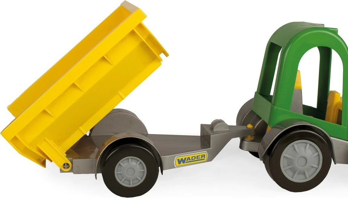 Set lodrash traktor me rimorkio Wader Color Cars, plastikë, 41 cm, Gri/E gjelbër/E verdhë