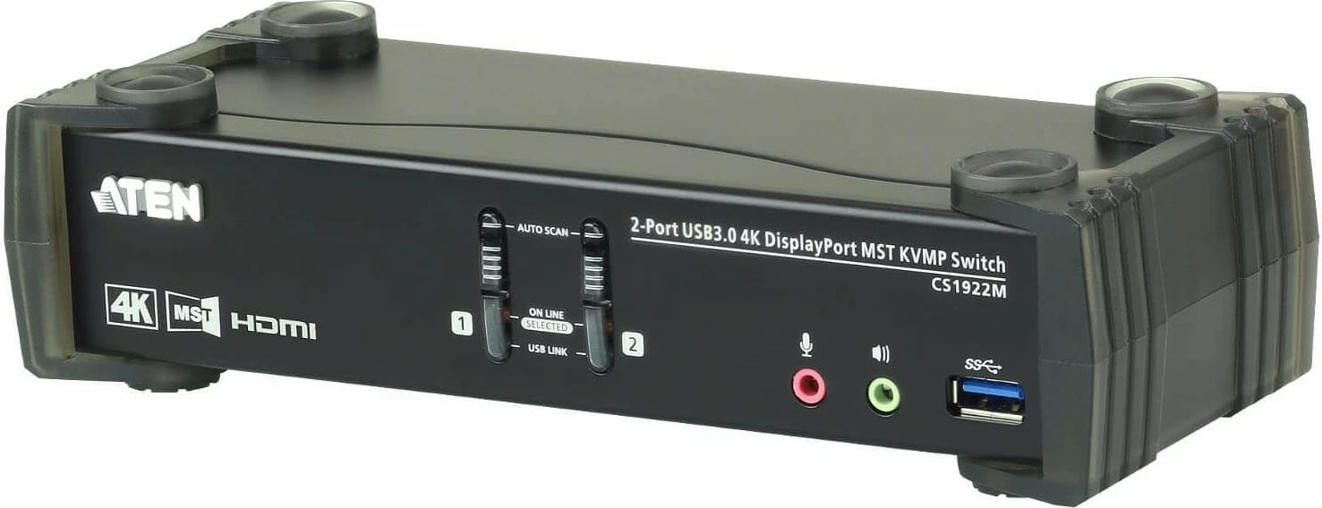 KVM Switch ATEN CS1922M, 2 porta, USB 3.0, 4K, DisplayPort, HDMI, e zezë
