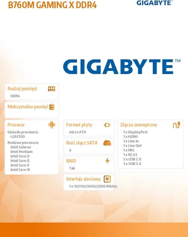 Pllakë amë Gigabyte B760M GAMING X DDR4, Socket LGA1700, micro ATX