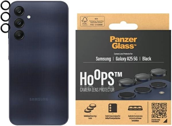 Mbështjellës kamerë PanzerGlass Hoops për Samsung Galaxy A25 5G, i zi
