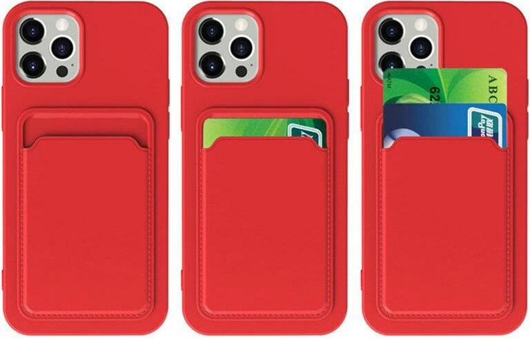 Mbështjellës silikoni Hurtel për Xiaomi Redmi Note 10/10S me vend për kartela, Kuq
