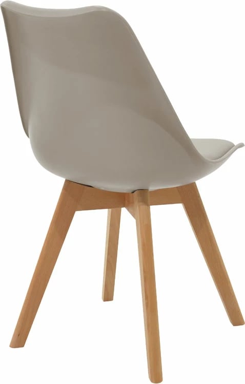 Tavolinë me karrige Natali-Gaston set prej 5 copash MDF dhe dru ahu, hije gri-bardhë-natyrale, 80x80x76cm