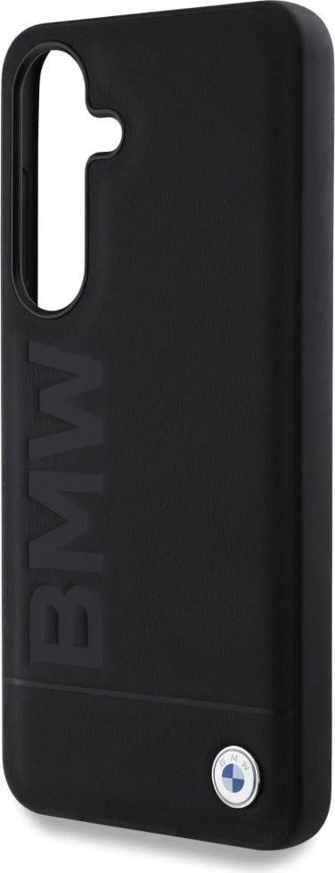 Mbështjellës BMW Leather Big Wordmark për Samsung Galaxy S25, i zi