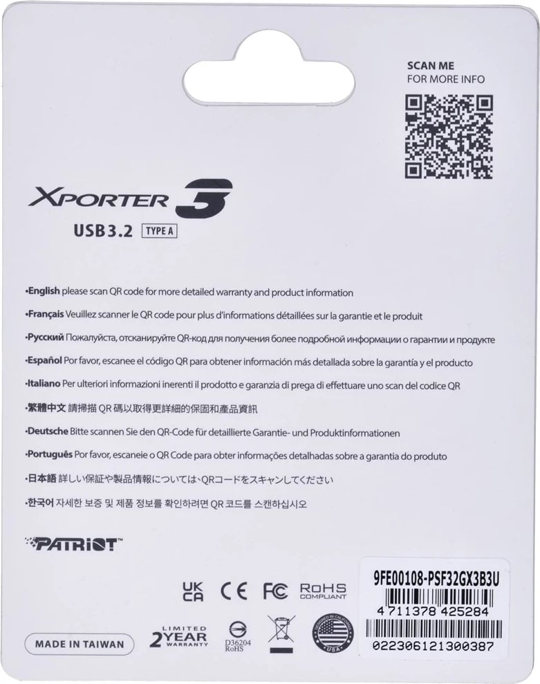USB Flash Patriot Memory Xporter 3 32GB, Lloji A USB 3.2, e zezë