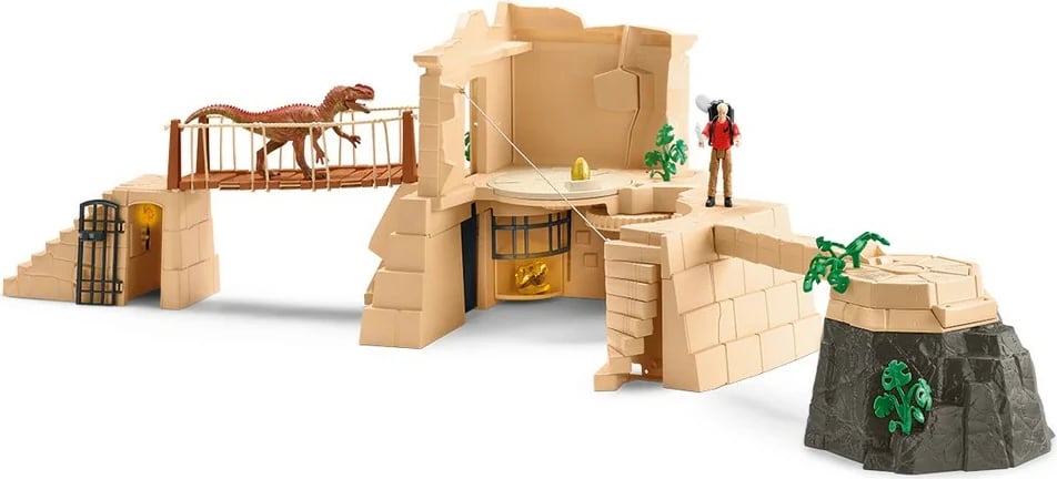 Set lodrash Schleich Dinosaur Expedition Playset, 42657, me figurë Monolofosaurus dhe tempull, për fëmijë